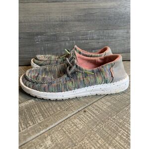 Hey Dude Wendy Sox Aurora White Rainbow Women's Size 6 Slip On Loafer Sneakers